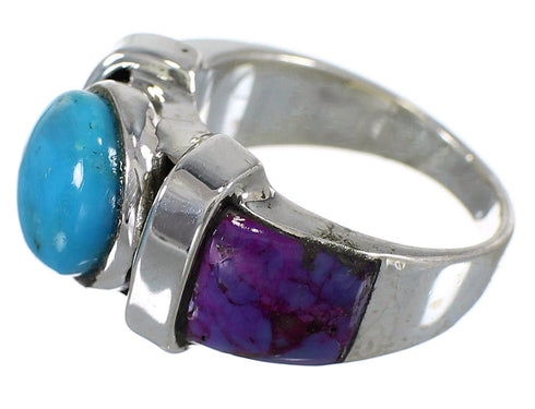 Southwest Turquoise And Magenta Turquoise Silver Ring Size 6-1/4 WX82085